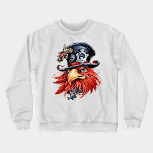 Watercolor Rooster Pirate #1 Crewneck Sweatshirt